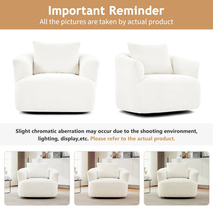 Harper & Bright Designs 360�� Swivel Accent Chair, Barrel Chair Swivel Upholstered Sofa Chair with Cushion for Living Room Office, Beige
