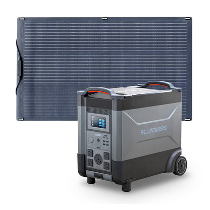 ALLPOWERS R4000 Portable Solar Generator Kit, 100W Monocrystalline Flexible Solar Panel with 3600 Watt 3600Wh LiFePO4 Portable Power Station, for Camping, Home Backup, RV,  [Shipping Separately]