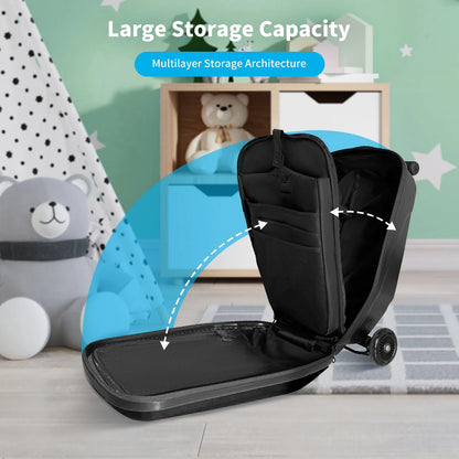 TABU Scooter Luggage for Kids & Adults, Carry on Luggage with Wheels for Kids Ages 6-15,Blue