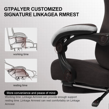 GTPLAYER Ergonomic High Back Pocket Spring Cushion Gaming Chair with Footrest & Linkage Armrests, Black
