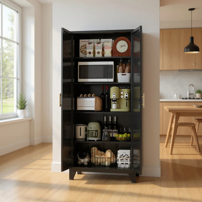 Homy Casa 70.8" White Tall Storage Cabinet with 4 Adjustable Shelves for Kitchen, Pantry Cupboard
