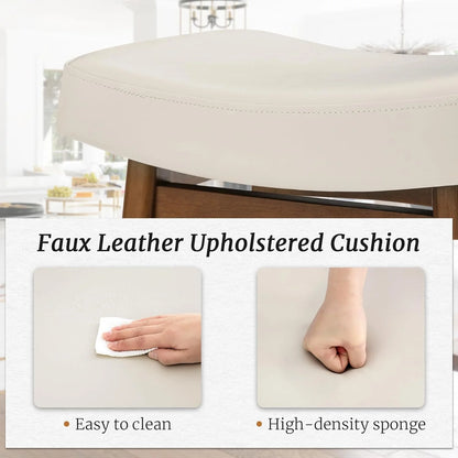 Dycanpo Saddle Seat Counter Height Bar Stools Set of 3 for Kitchen, Dining, 24in, Beige-Fabric