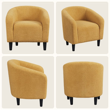 Topeakmart 2pcs Boucle Club Accent Chair for Livingroom, Ivory