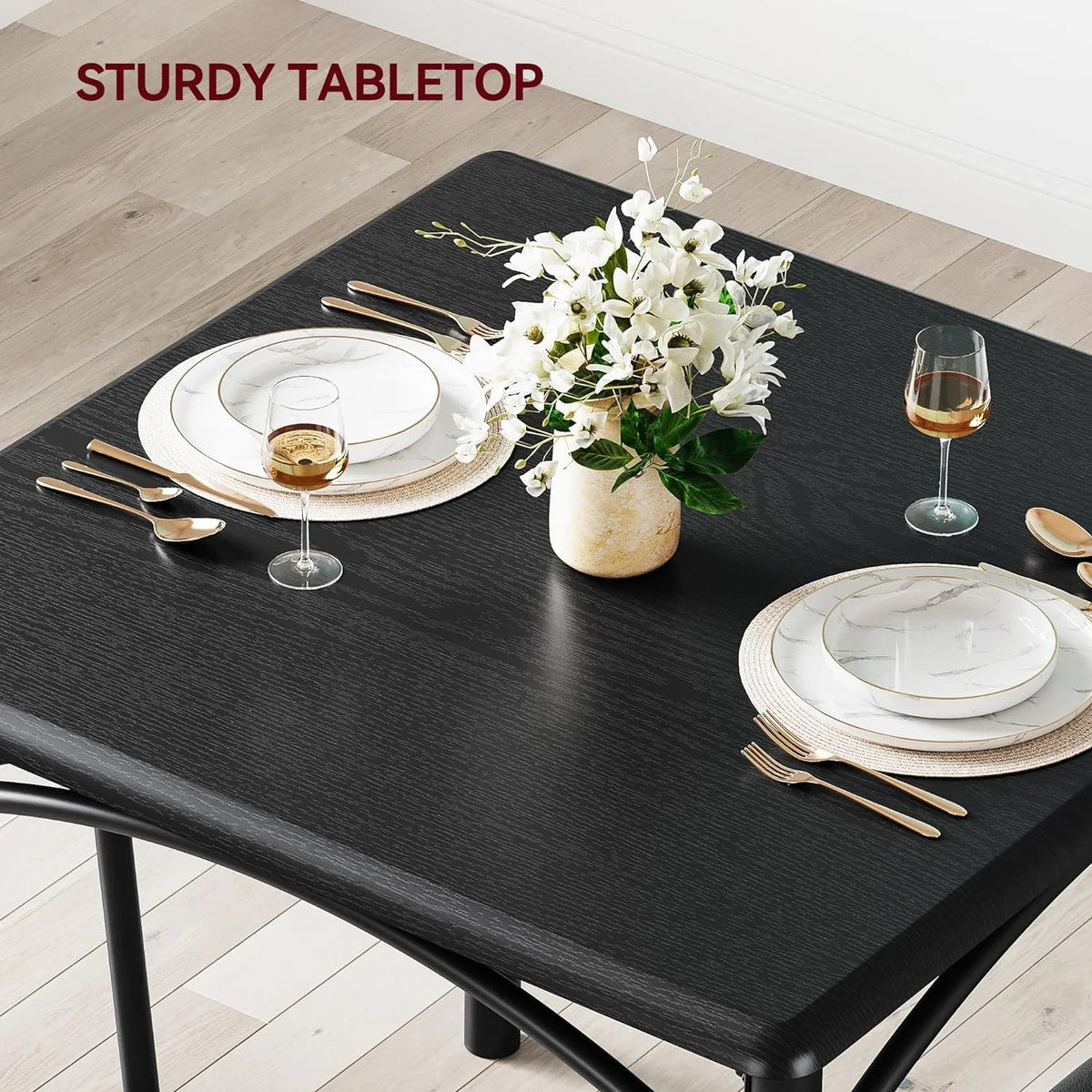 Dining Table Set for 2, Kitchen Table and Chairs for 2 with Upholstered Chairs, 3 Piece Dining Room Table Set, Square Kitchen Table Set for Small Space, Apartment, Studio