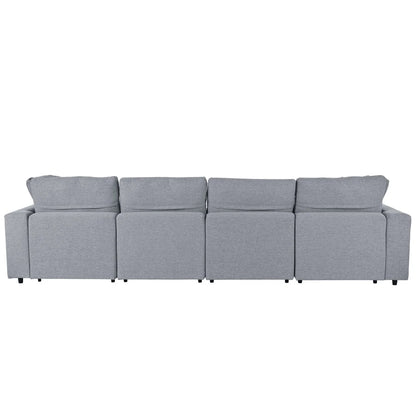 Harper & Bright Designs Convertible Modular Sectional Sofa with 2 Removable Ottomans & Pillows, Large U Shape Cloud Couch with Reversible Chaise for Living Room, Grey