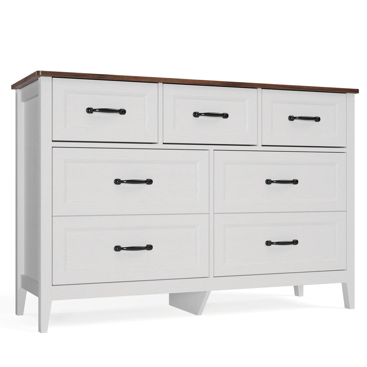 Lofka 47.2" Dresser for Bedroom with 6 Double Drawers, Farmhouse Wood Storage Cabinet with Smooth Metal Handle