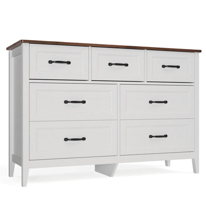 Lofka 47.2" Dresser for Bedroom with 6 Double Drawers, Farmhouse Wood Storage Cabinet with Smooth Metal Handle