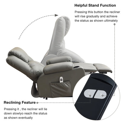 JONPONY Power Lift Recliner Chair Recliners for Elderly with Heat and Massage Recliner Chair for Living Room with Infinite Position and Side Pocket,USB Charge Port,Black