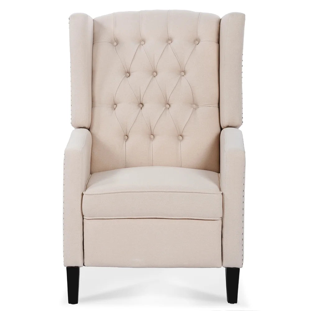 Triple Tree Modern Fabric Foam Wood Solid Print Nailhead Trim Accent Chair, Beige