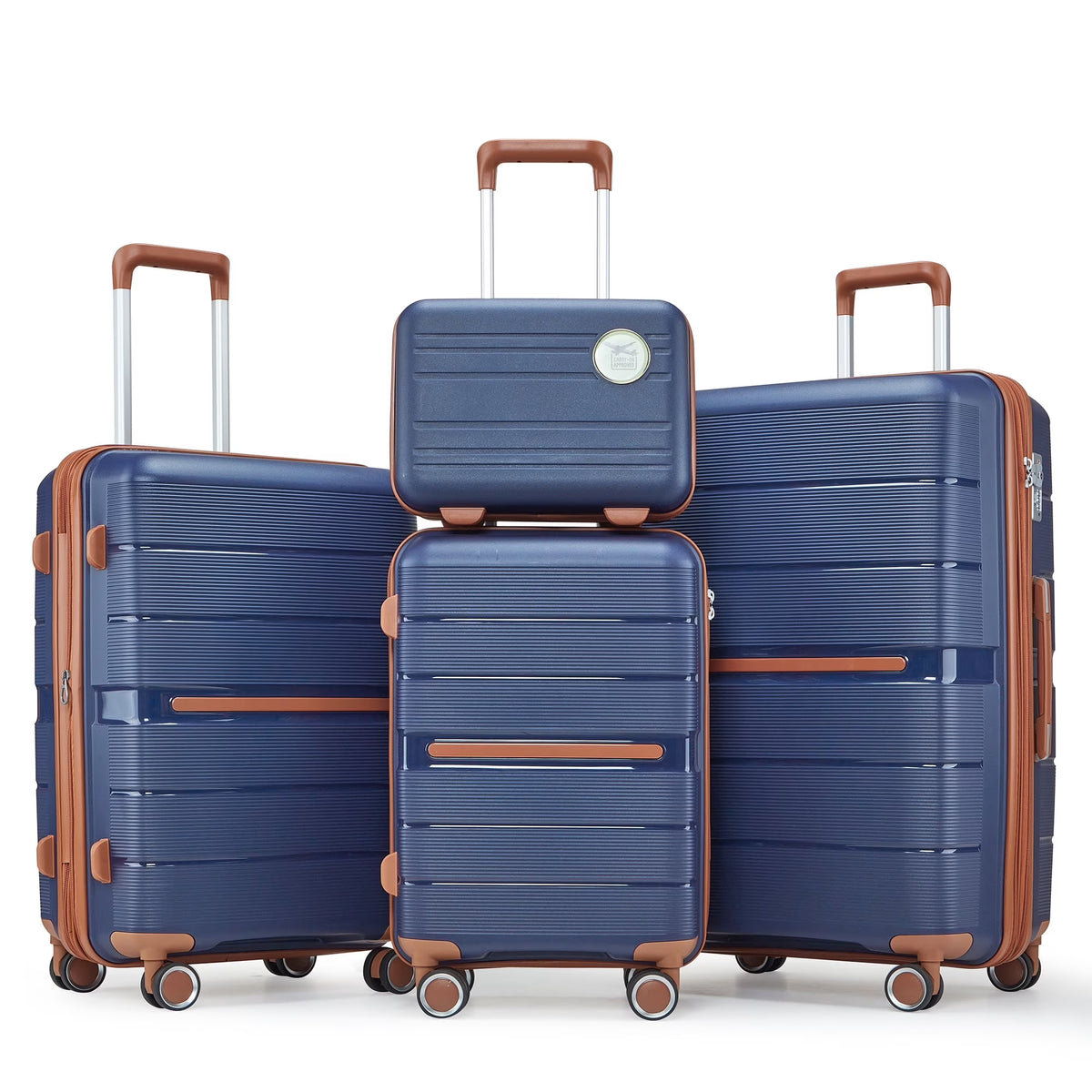 4 Piece Luggage Set, Expandable Lightweight Suitcase Set, PP Materials Travel Luggage with TSA Lock Spinner Wheels, White (14/20/24/28)