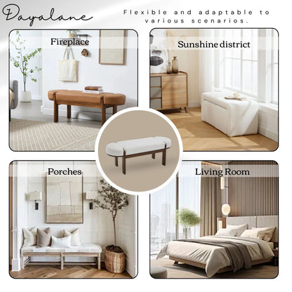 Dayalane 51" Modern Upholstered Bedroom Bench, Linen End of Bed Bench with Wooden Legs for Living Room, Entryway,Hallway Footrest, Beige