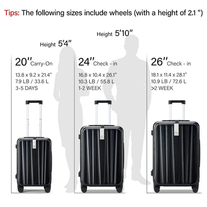 Hanke 20"Carry On Luggage with Wheels, Ivory White