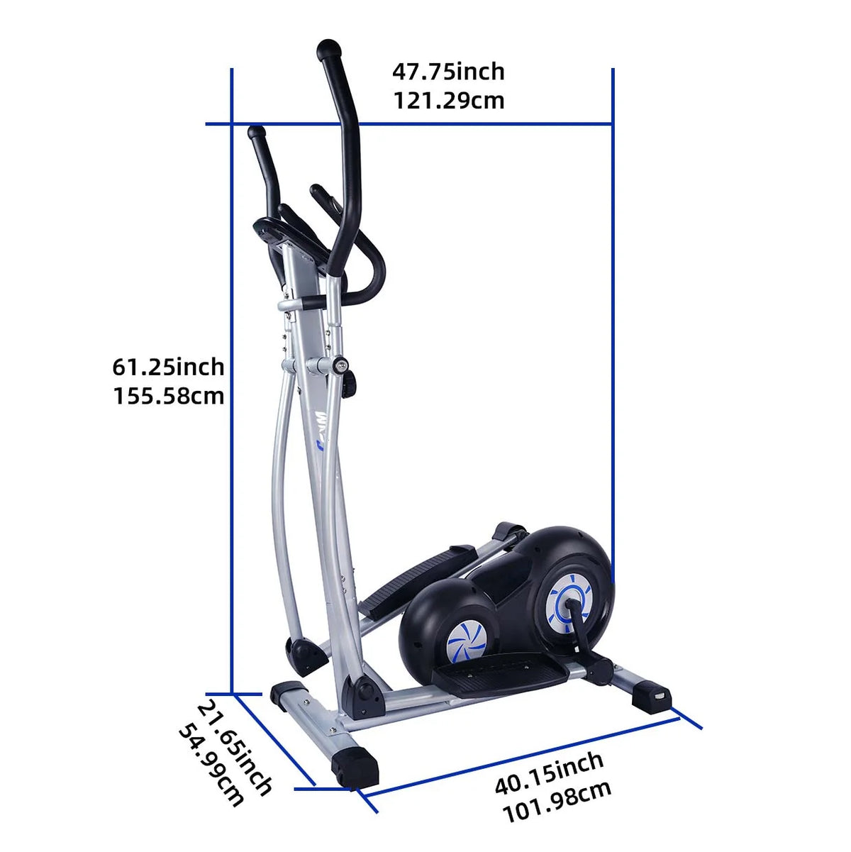 Elliptical Machine Cross Trainer - 8-Level Adjustable Magnetic Elliptical Cross Cadio Equipment with Digital Display and Pulse, Indoor Fitness Workout, LCD Monitor