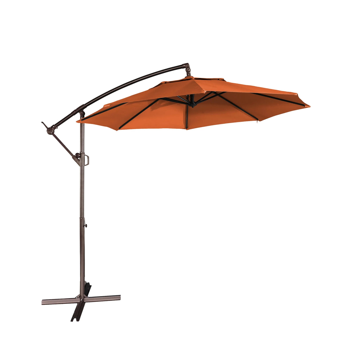 Mondawe 10ft Solar Lights Offset Cantilever Patio Umbrella - with Light, LED Lighted Offset Hanging Patio Outdoor Market Umbrella UPF50+ UV Protection with Crank,Navy Blue