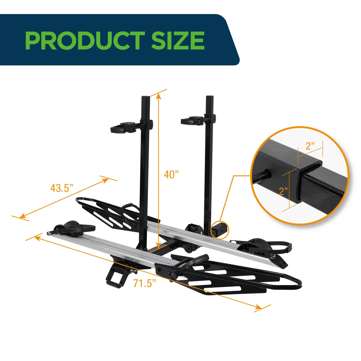 Young Electric Ebike Rack, 200lb Capacity, Alloy Steel Hitch Mount, Fits 5-Inch Fat Tire Bikes, 2-Inch Receiver