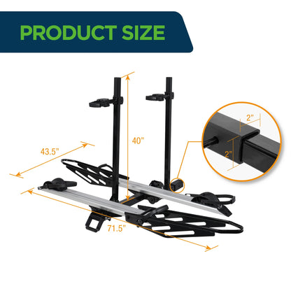 Young Electric Ebike Rack, 200lb Capacity, Alloy Steel Hitch Mount, Fits 5-Inch Fat Tire Bikes, 2-Inch Receiver
