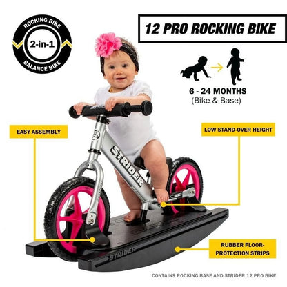 Strider - 12 Pro 2-in-1 Rocking Balance Bike, Ages 6 months to 5 Years - Silver