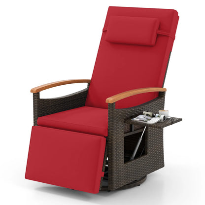 Costway Outdoor 360�� Swivel Rattan Recliner Chair Patio Wicker Chaise Lounge Chair Beige