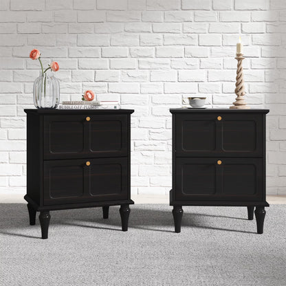 HLR 20" Mid Century Nightstands Set of 2 with Drawers, Wood Bedside Table End Table for Bedroom, Brown