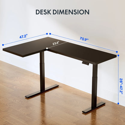 FLEXISPOT  71"x48" L Shaped Height Adjustable Standing Desk Dual Motor Corner Desk White Computer Desk with Splice Board