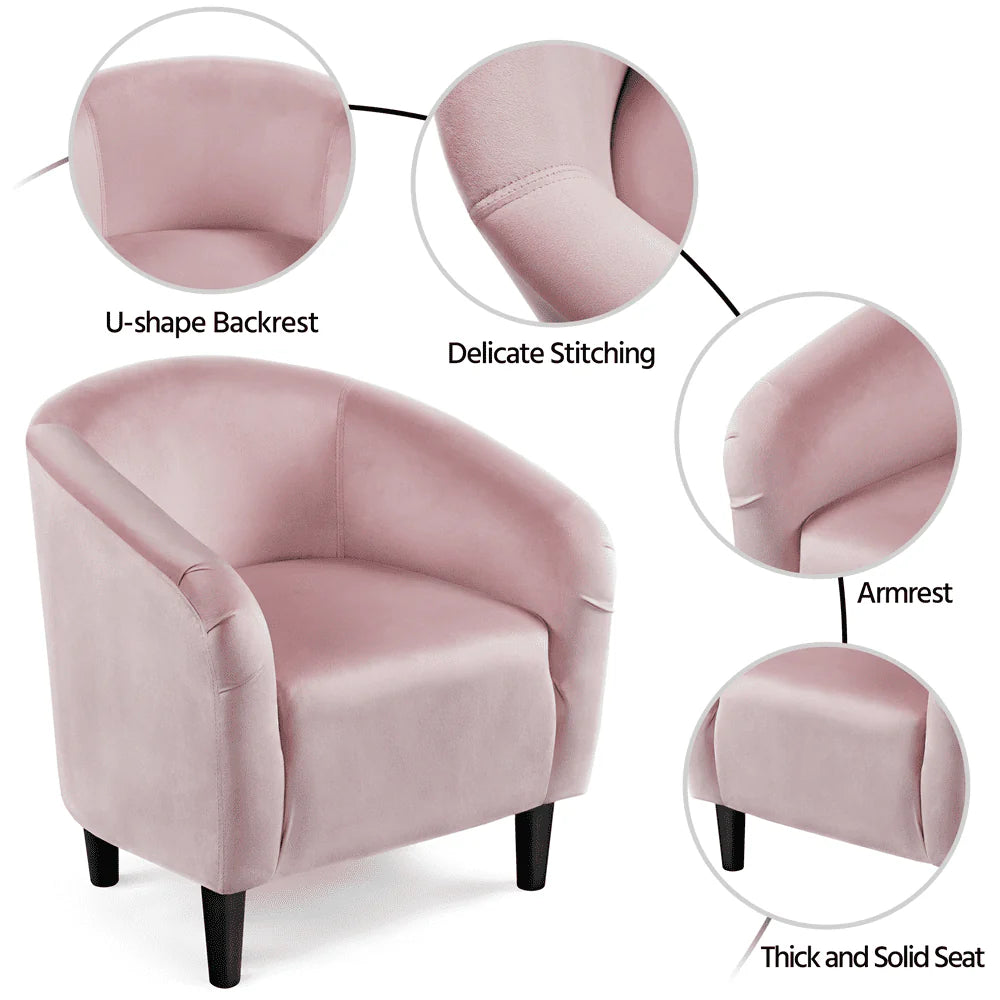 Easyfashion Tub Chair, Set of 2, Pink Velvet