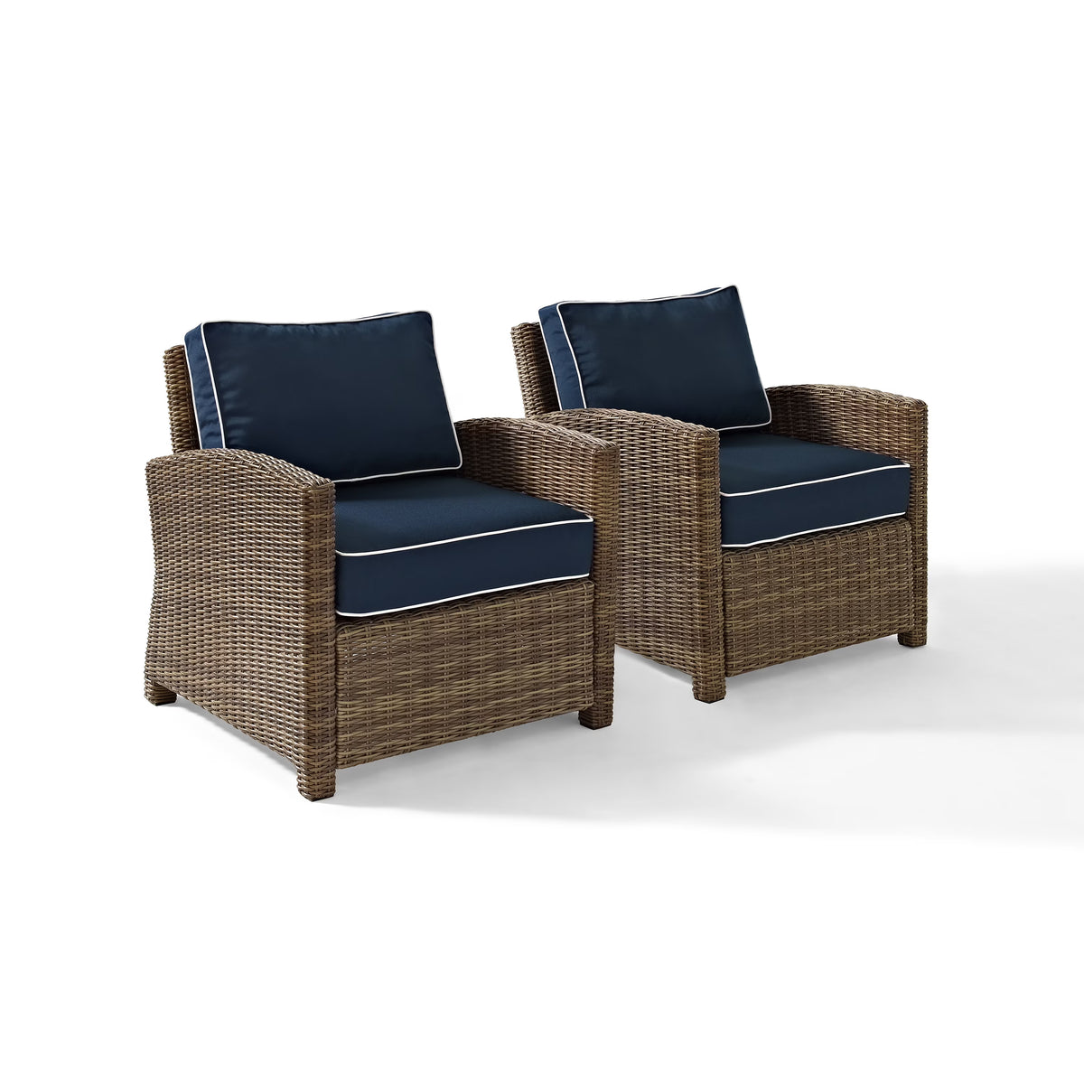 Crosley Brands Bradenton 2Pc Outdoor Wicker Chair Set Sand/Weathered Brown - 2 Arm Chairs