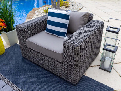 Malmo 18-Piece Resin Wicker Outdoor Patio Furniture Combination Set in Gray w/Sectional Set, Eight-seat Dining Set, and Chaise Lounge Set (Full-Round Gray Wicker, Polyester Light Gray)