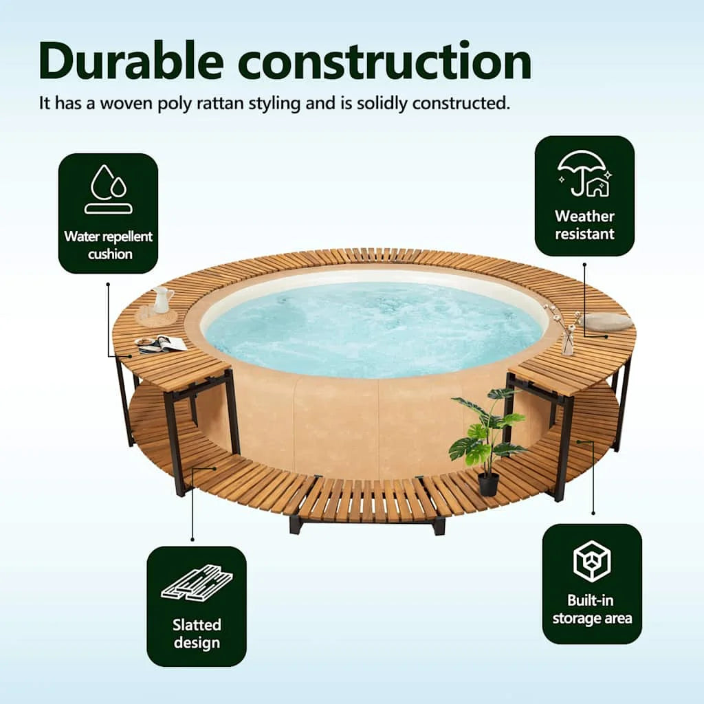 vidaXL Spa Surround 107.5"x20.9" Solid Acacia Wood
