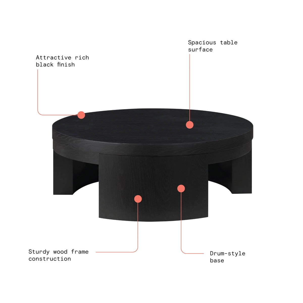 Beautiful Mod Round Coffee Table by Drew Barrymore, Warm Honey Finish