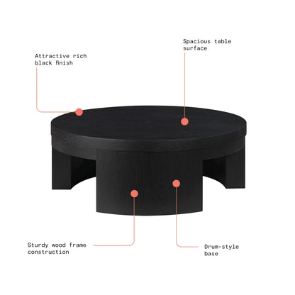 Beautiful Mod Round Coffee Table by Drew Barrymore, Warm Honey Finish
