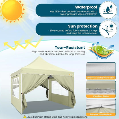 SANOPY 10' x 20' Pop up Canopy Party Tent with 6 Removable Sidewalls, Wave Eave Outdoor Waterproof Patio Gazebo Tent with Carry Bag, Backyards Camping Picnics, Black