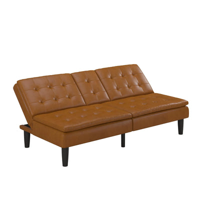 Mainstays Memory Foam 71.5" Futon with Cupholder and USB, Black Faux Leather