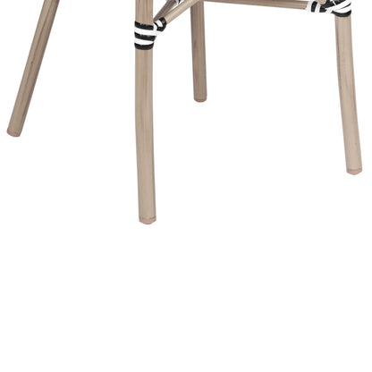 Flash Furniture Marseille Indoor/Outdoor French Bistro Stacking Chair with Arms Black/Natural