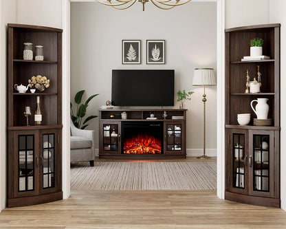 Merluxy Curved Corner Cabinet, 65" Wood Bookcase with 3 Shelves, Distressed White