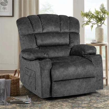 Colerline 40.9" Wide Super Soft and Oversize  Modern Design Velvet Upholstered Manual Recliner Chair with Heating and Massage, Green