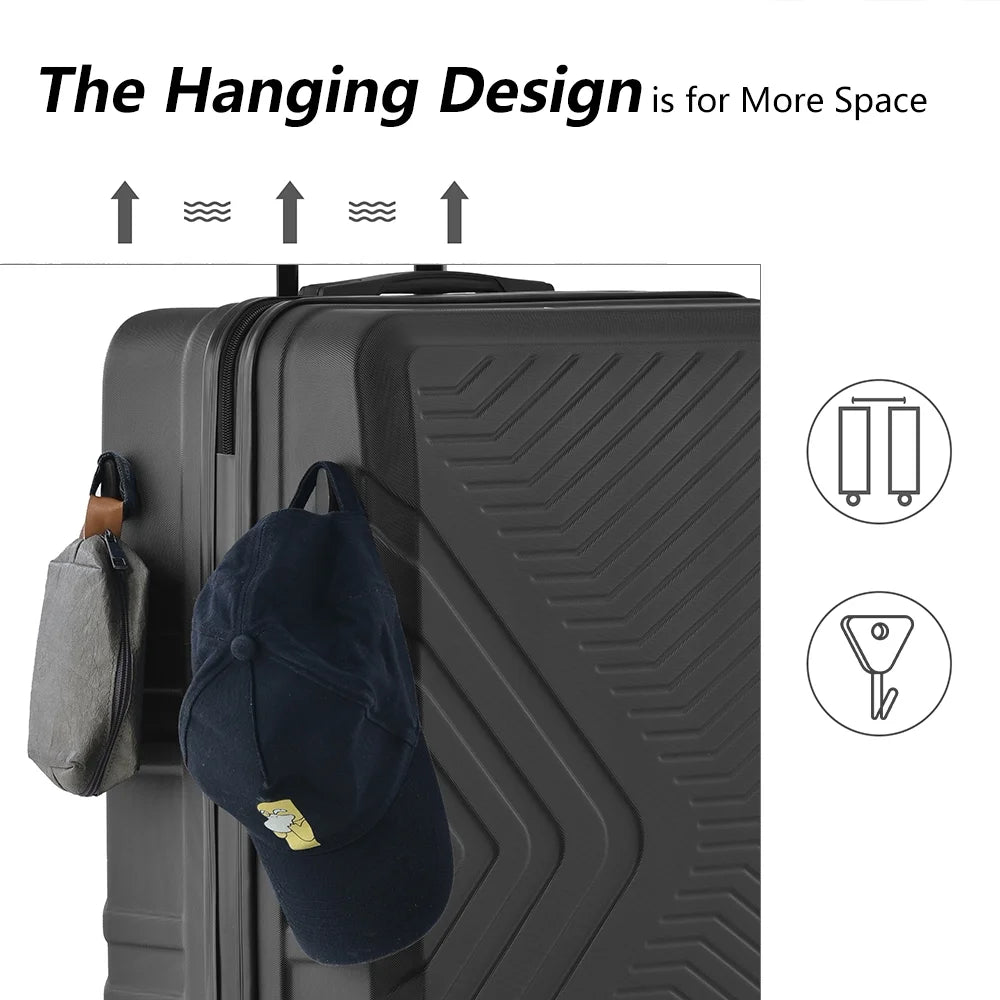 3 Piece Navy Luggage Travel Set, 20" 24" 28" Carry on Luggage with Spinner Wheels, Lightweight Hard Case Luggage Travel Suitcase Christmas Gifts for Business Trip Holiday Travel Cruise