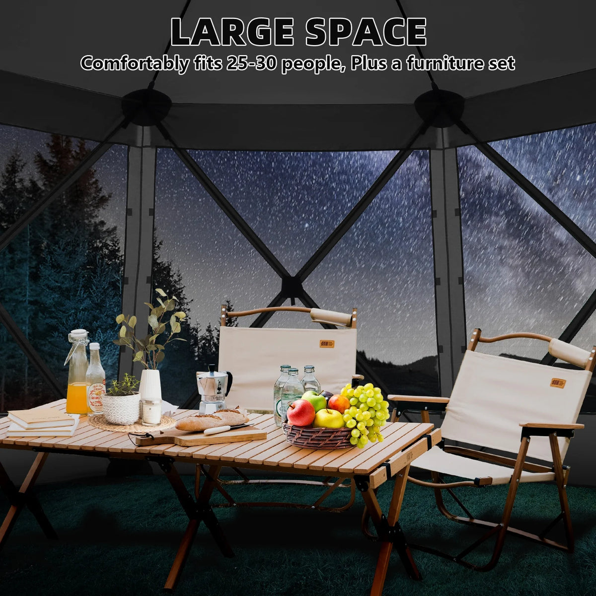 COBIZI 8x8 Pop up Gazebo Tent, Ez up Waterproof Screen Tent Screen House, Portable Outdoor Canopy Sun Shelter with 3 Sidewalls, Carry Bag & Ground Stakes for Camping, Garden and Picnics, Gray