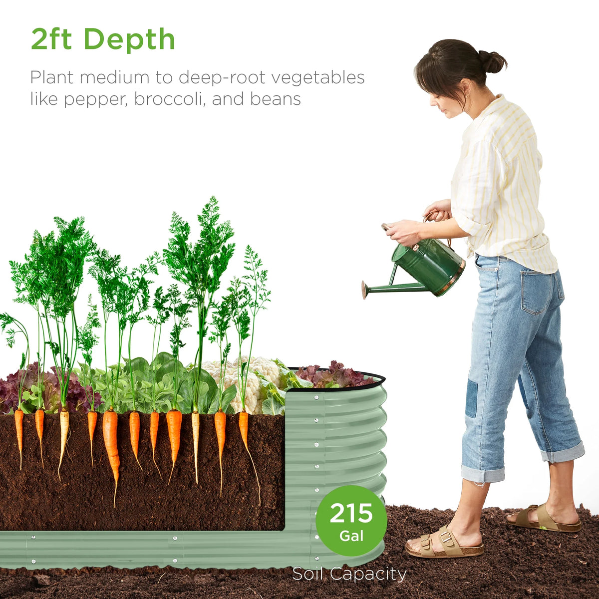 Best Choice Products 8x2x2ft Metal Raised Garden Bed, Oval Outdoor Planter Box w/ 4 Support Bars - Charcoal
