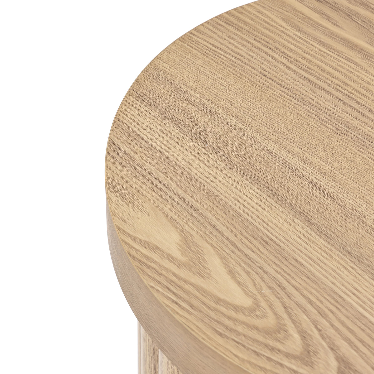 LuxenHome Wood Round Side Table, 19" Fluted End Table for Small Spaces, Mid Century Modern Wooden Accent Tables, Small Bedside Table, Couch Side Table, Nightstand for Living Room Bedroom Couch