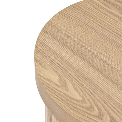 LuxenHome Wood Round Side Table, 19" Fluted End Table for Small Spaces, Mid Century Modern Wooden Accent Tables, Small Bedside Table, Couch Side Table, Nightstand for Living Room Bedroom Couch