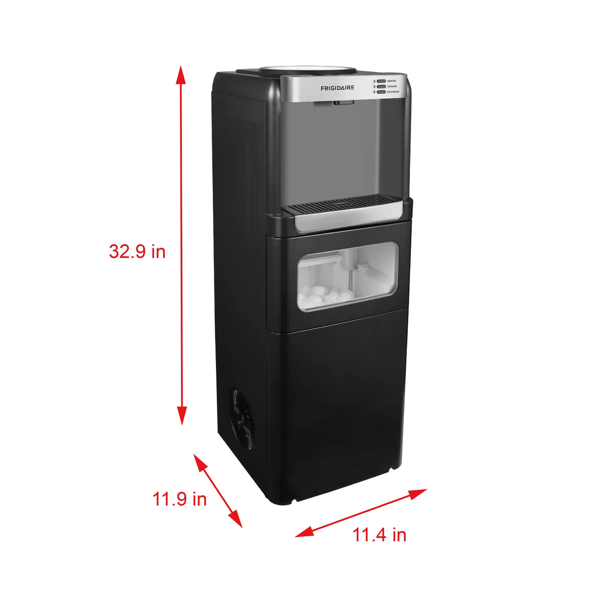 Frigidaire 3-in-1 Water Cooler Dispenser with Built-in Ice Maker �?Hot & Cold, 5 Gallon, Black
