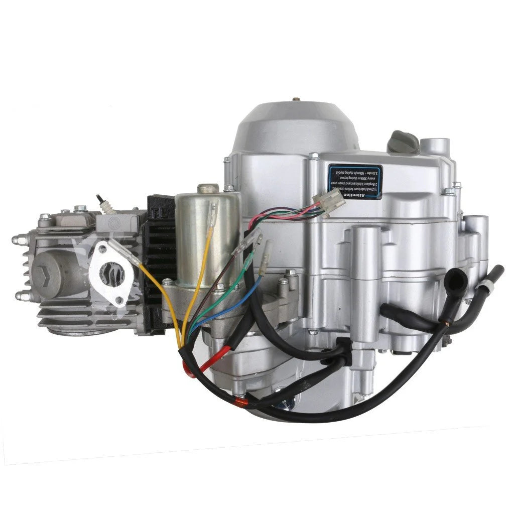 125cc Semi Auto Engine Motor 3 Speed + Reverse Electric Start w/Wiring Harness + Battery+ Exhaust+ Complete Kit for ATV Quad Buggy Go Kart Four Wheelers Taotao Coolster 50cc 70cc 90cc 110cc