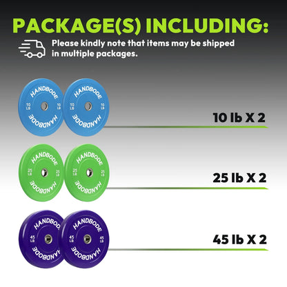 HANDBODE Bumper Plates Olympic Weight Plates, Colored Rubber plate for Weight Lifting and Strength Training 140LB