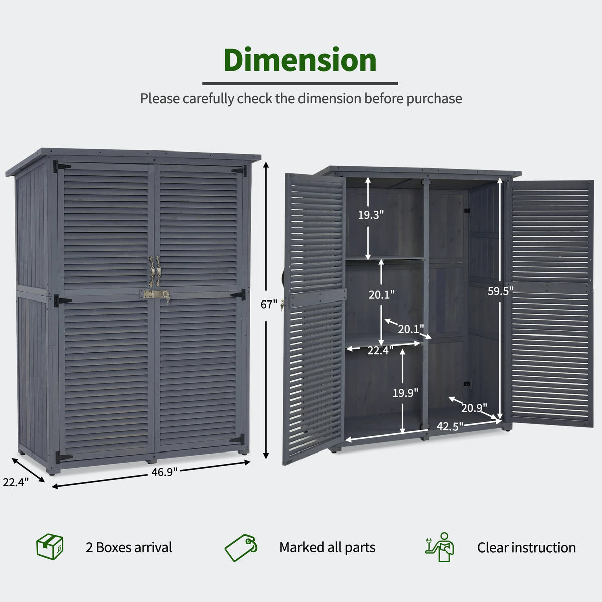 MCombo Outdoor Wood Storage Cabinet, Garden Tool Shed 1900