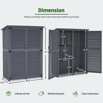 MCombo Outdoor Wood Storage Cabinet, Garden Tool Shed 1900