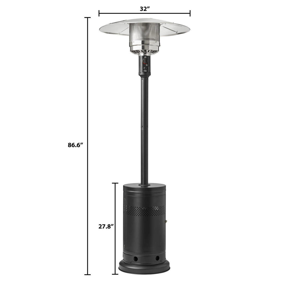 (3 pack) Mainstays 48,000 BTU Freestanding Metal Propane Patio Heater, Black