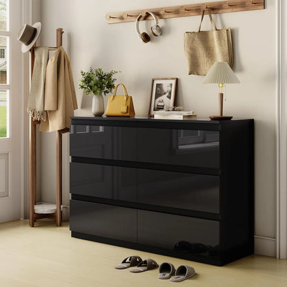 Selooye White Wood Dresser, 6 Drawer Dresser for Clothes Storage,Bedroom, Modern White Dresser with Wide Drawers, Wide Wooden Chest Drawers for Living Room, Entryway, TV Stand