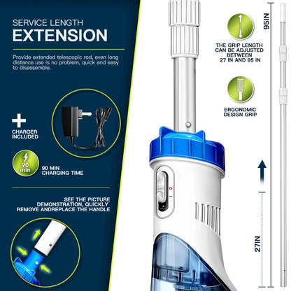 LANCHEZ Cordless Pool Vacuum with Strong Suction, Handheld Rechargeable Swimming Pool Cleaner with Powerful Suction up to 17.5 GPM for Inground and Above Ground Pools, Hot Tubs