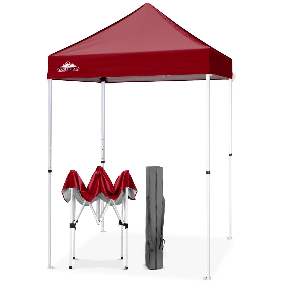 EAGLE PEAK 5x5 Pop Up Canopy Tent Instant Outdoor Canopy Easy Set-up Straight Leg Folding Shelter（Blue）