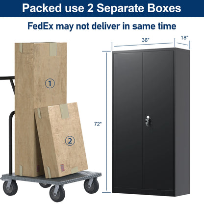 Aobabo 71.41''H Metal Garage Storage Cabinet with Lockable Doors and Hanging Rod,Broom Closet Storage Cabinet with Pegboard and Adjustable Shelves for Home Office School,Required Assembly,Black